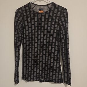 Icebreaker Black "Snow Day" Merino 200 Oasis Long Sleeve Crewe Thermal Top